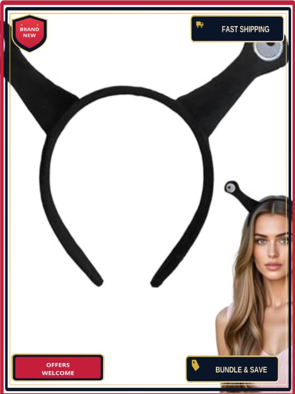 Snail Antenna Headband Plush Elastic Hair Band for Face Wash Spa Makeup